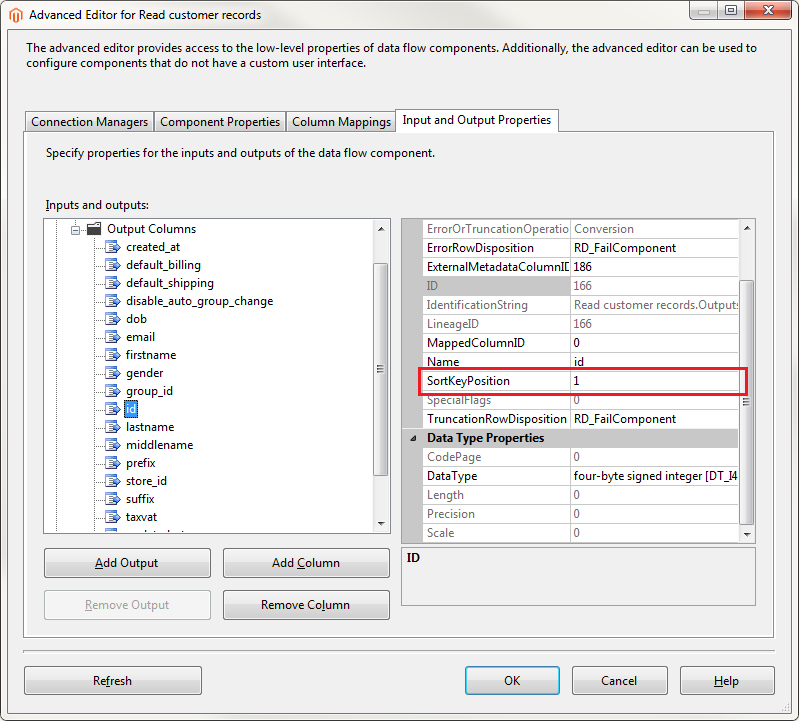 Magento integration SortKeyPosition property