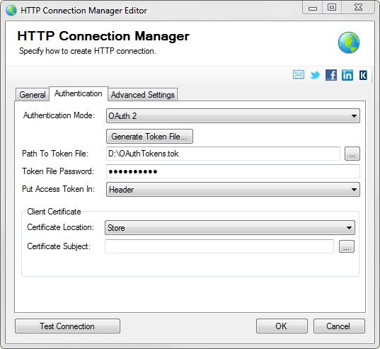 SSIS REST API Connection Manager - authentication