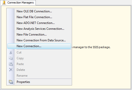 New SSIS Connection