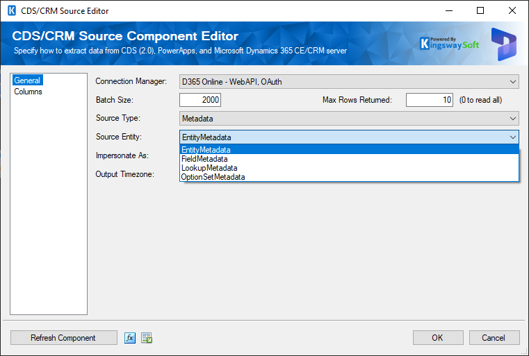 CRM Source Editor - Metadata Source Type