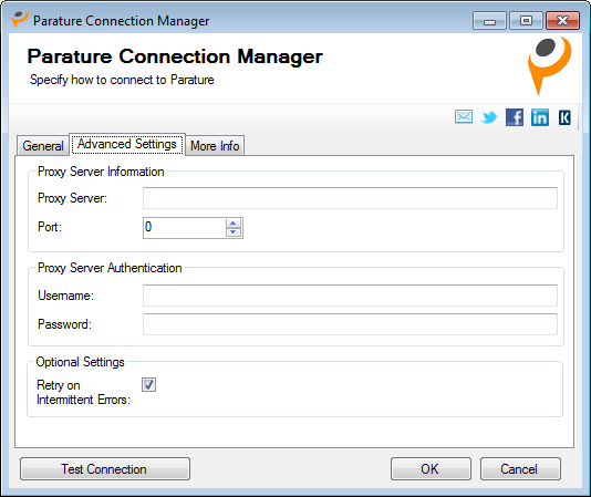 Advanced Settings - Parature Connection Manager
