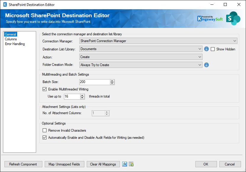 SharePoint Destination Editor