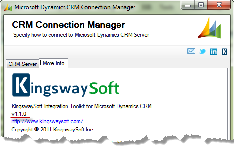 CRM Connection Manager with Version Number
