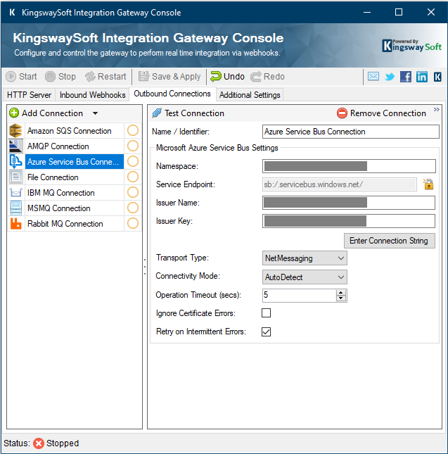 Configuring KingswaySoft Integration Gateway - Outbound Connections