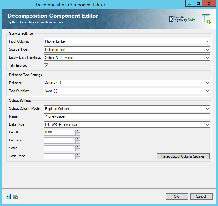 Decomposition Component Editor