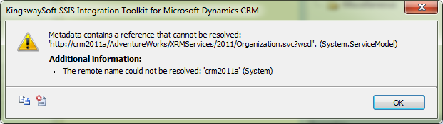 Failed to Connect in CRM Connection Manager