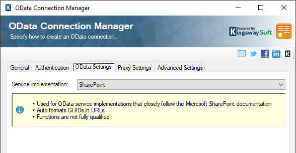 Image 006 - SharePoint OData Connection Manager Settings