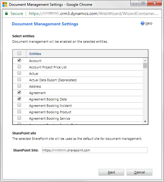 Enable CRM entities for SharePoint Integration