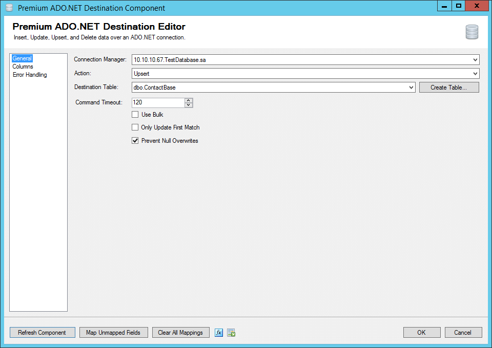 ssis upsert to database