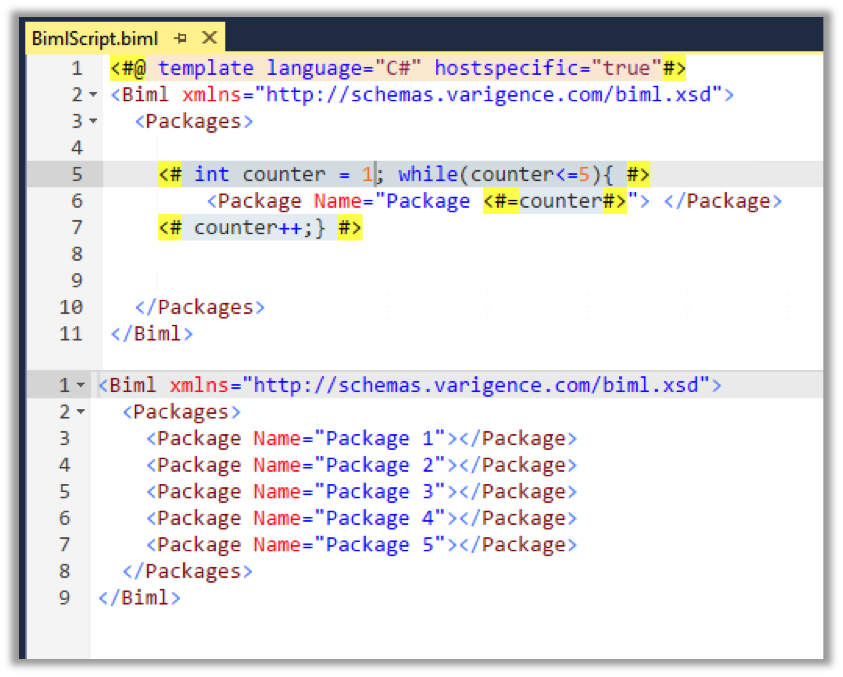 create packages using biml
