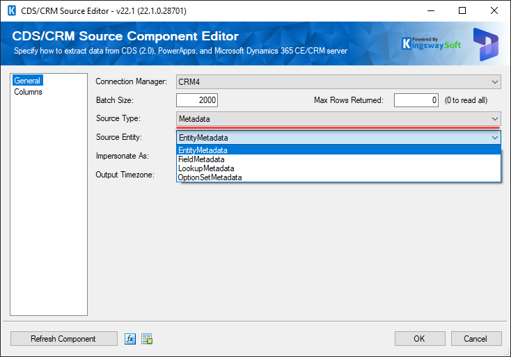 Metadata Source Type in CRMCDS Source Component