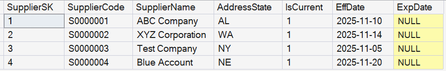 DimSupplier dimension table