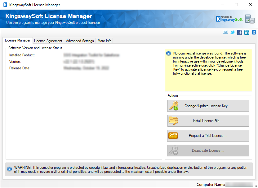 KingswaySoft License Manager