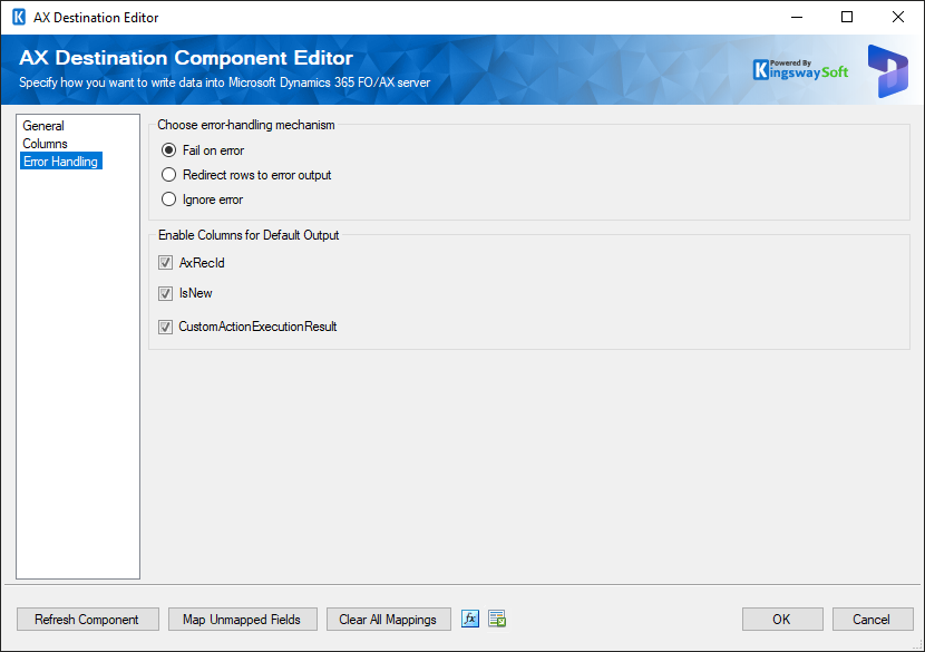 AX Destination Component - Error Handling