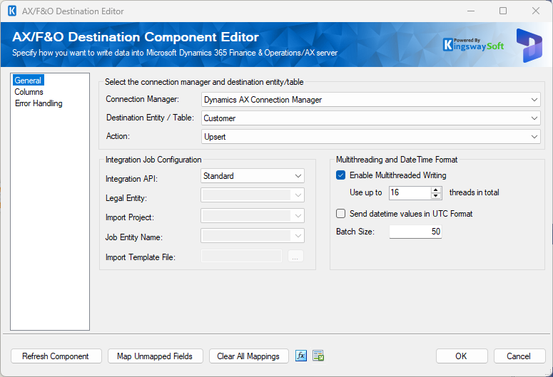 Microsoft Dynamics AX Destination Component