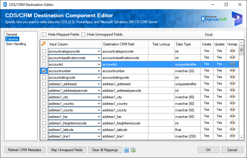 CRM Destination Editor