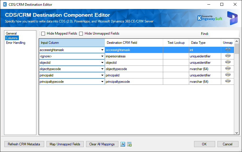 CRM Destination Editor