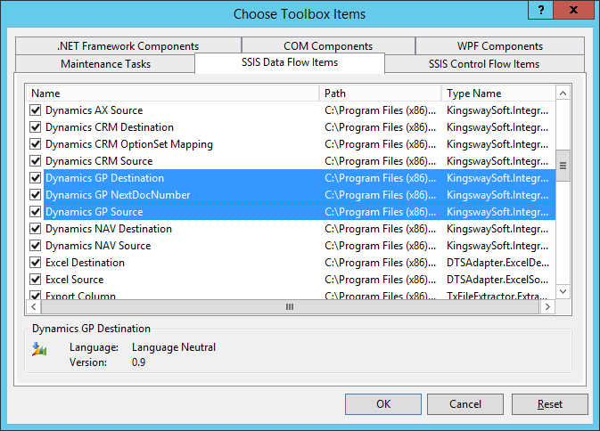 Ad GP SSIS Components