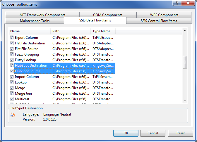 Add HubSpot SSIS Components