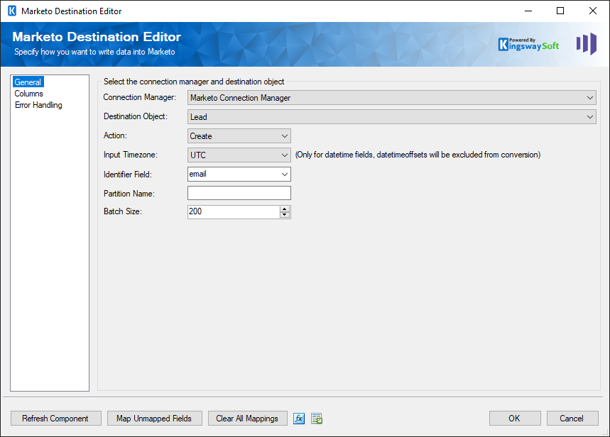 Marketo Destination Editor