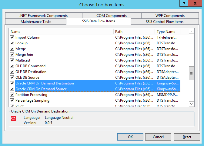 Add Oracle CRM SSIS Components