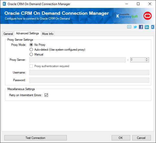 Oracle CRM Connection Manager