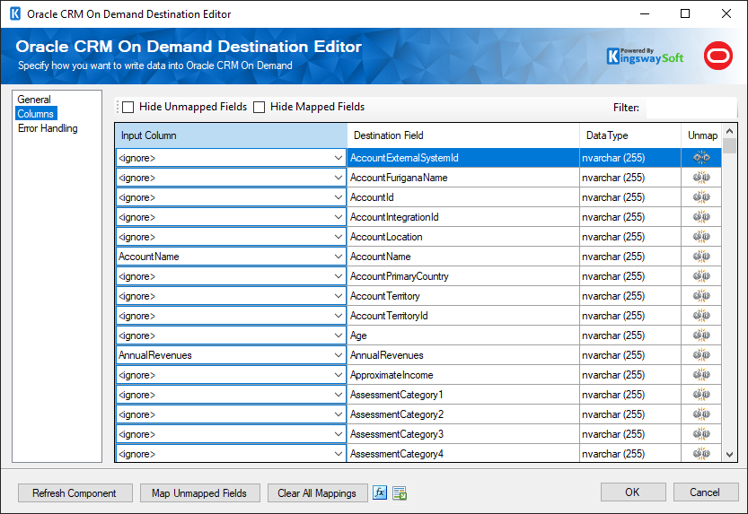 Oracle CRM Destination Editor