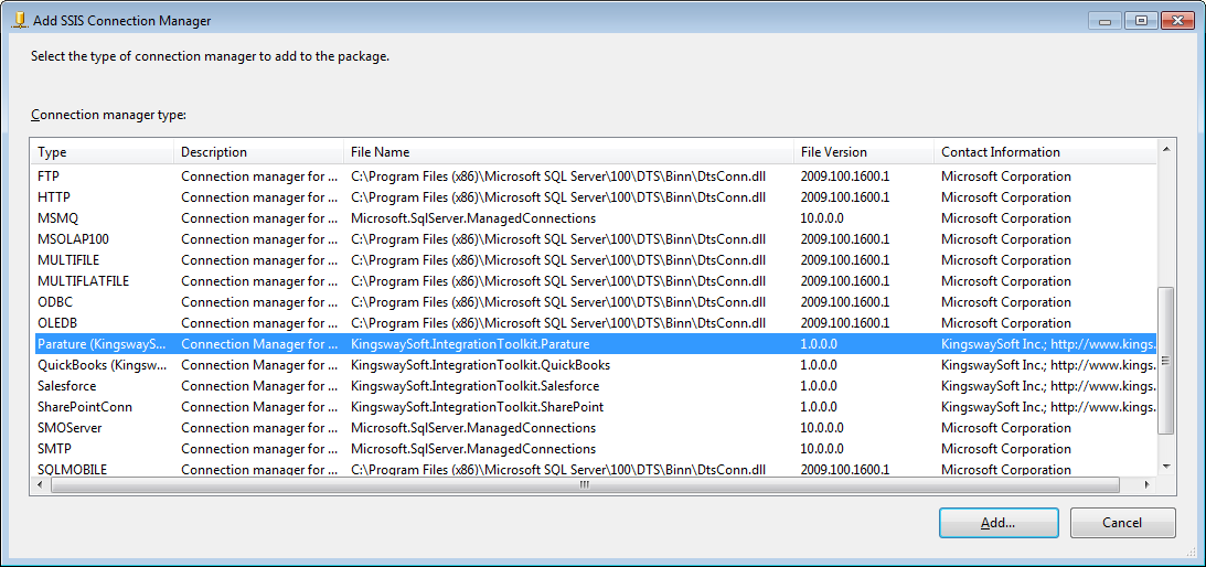 Select Connection Manager