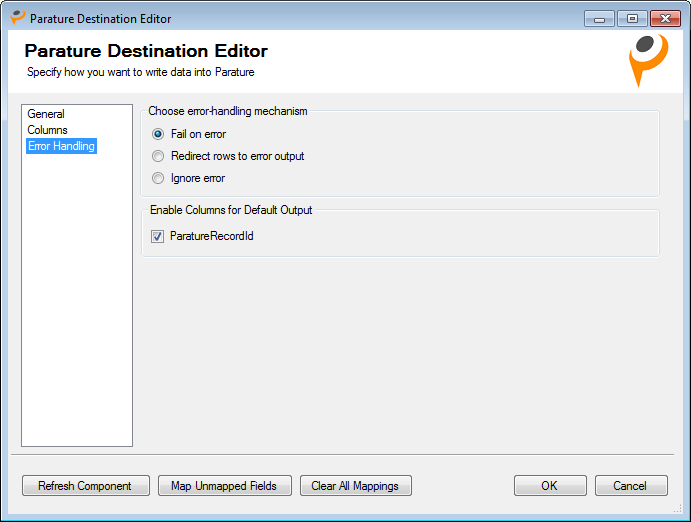 Error Handling - Parature Desintation Editor