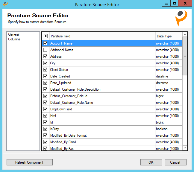 Columns - Parature Source Editor