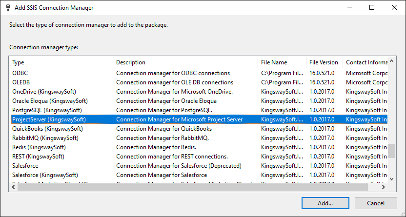 Add Project Server connection
