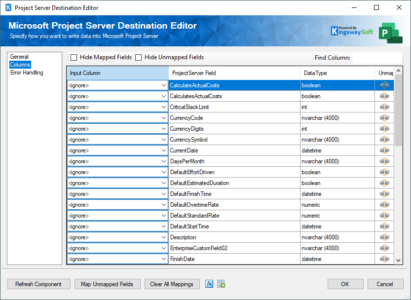 Project Server Destination Editor