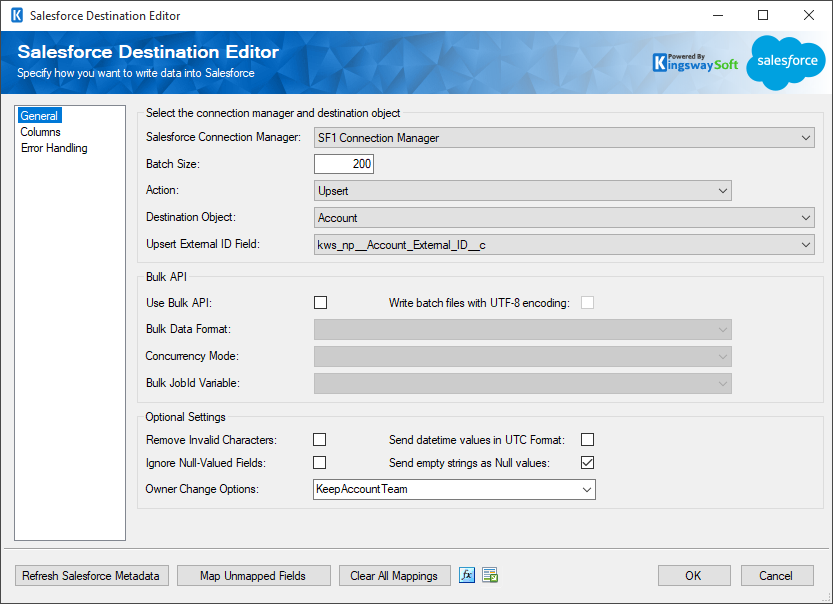 Salesforce Destination Editor