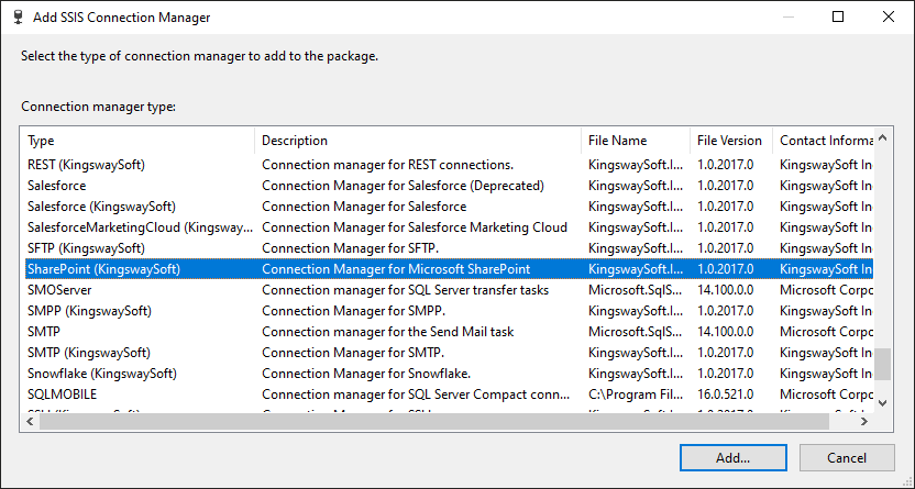 Add SharePoint Connection