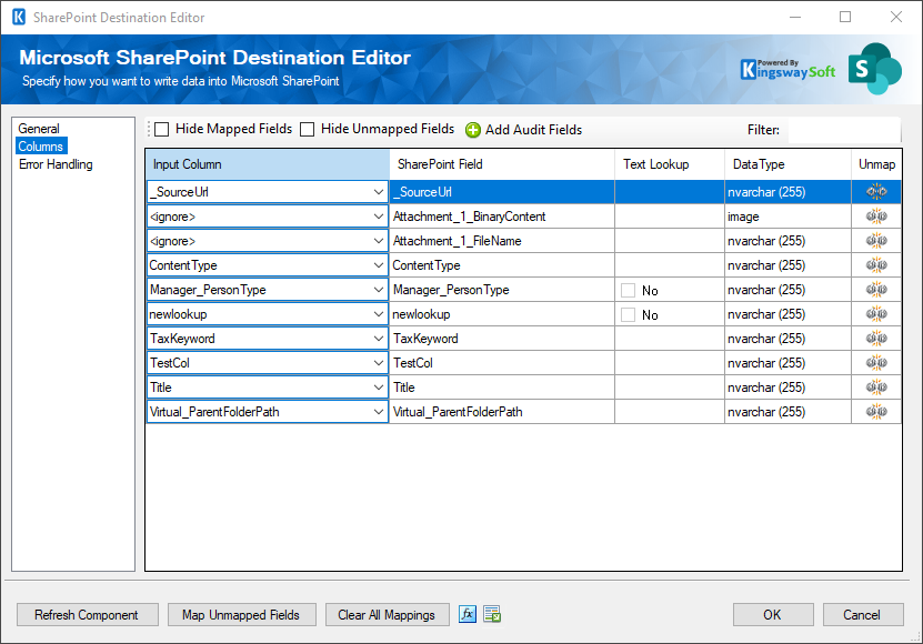 SharePoint Destination Editor