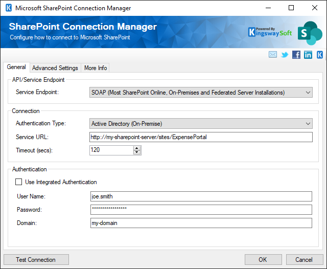SharePoint Connection Manager - SOAP Service Endpoint
