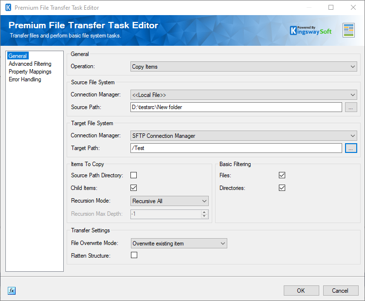 Premium File Transfer Task Editor