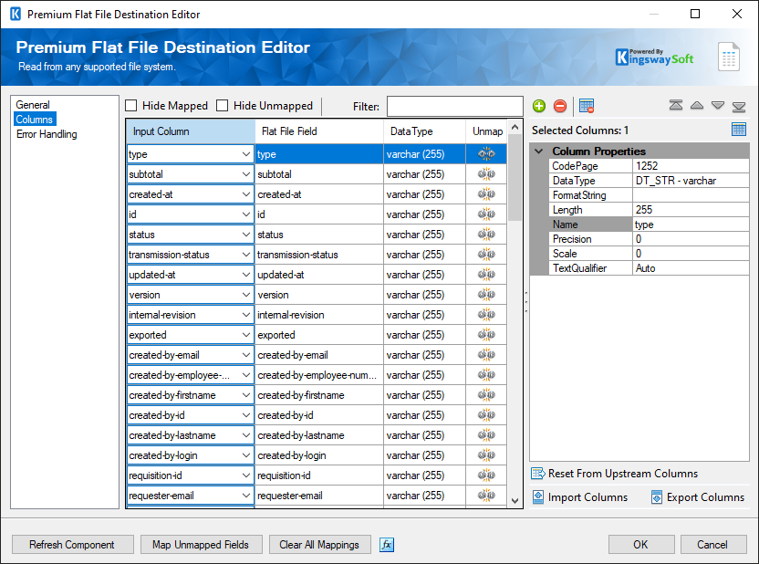 Premium Flat File Destination Editor