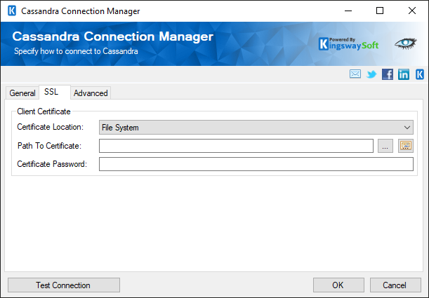 Cassandra Connection Manager - SSL Page