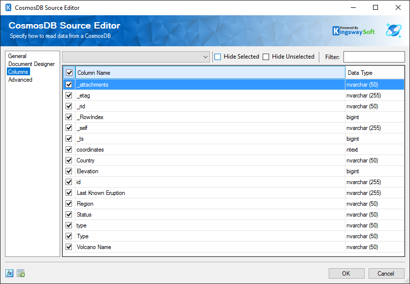 Script Cosmodb Example Help Manual - CosmosDB Source - KingswaySoft