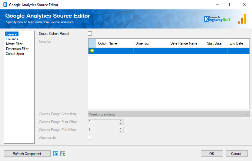 SSIS google analytics source - Filers Page