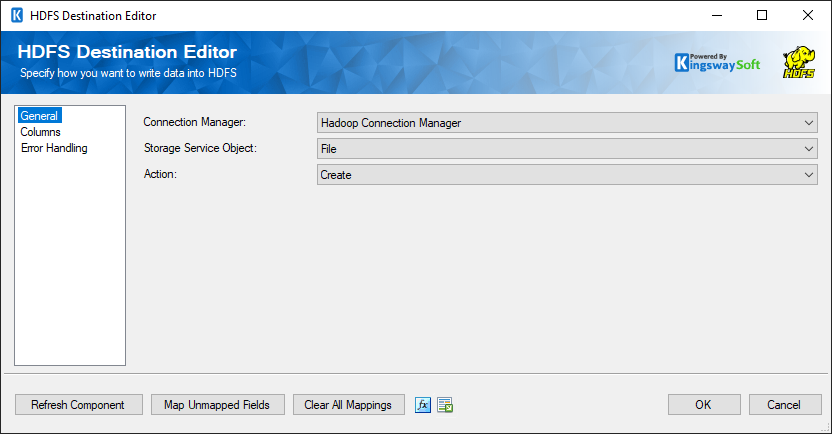 HDFS Destination Editor