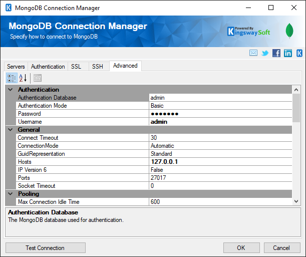 MongoDB Connection Manager - Advanced Page