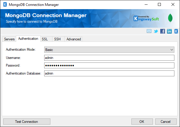 MongoDB Connection Manager - Authentication Page