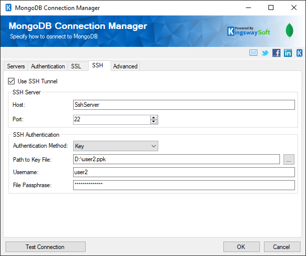 MongoDB Connection Manager - SSH Page