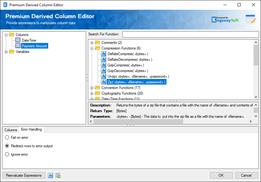 Premium Derived Column Editor - Error Handling