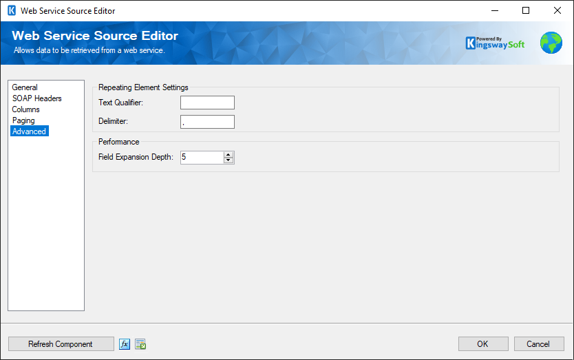 SSIS Web Service Source Component - Advanced Page