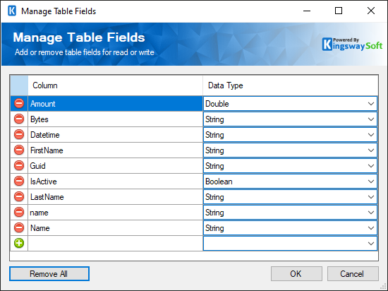 Azure Tables - Manage Table Fields
