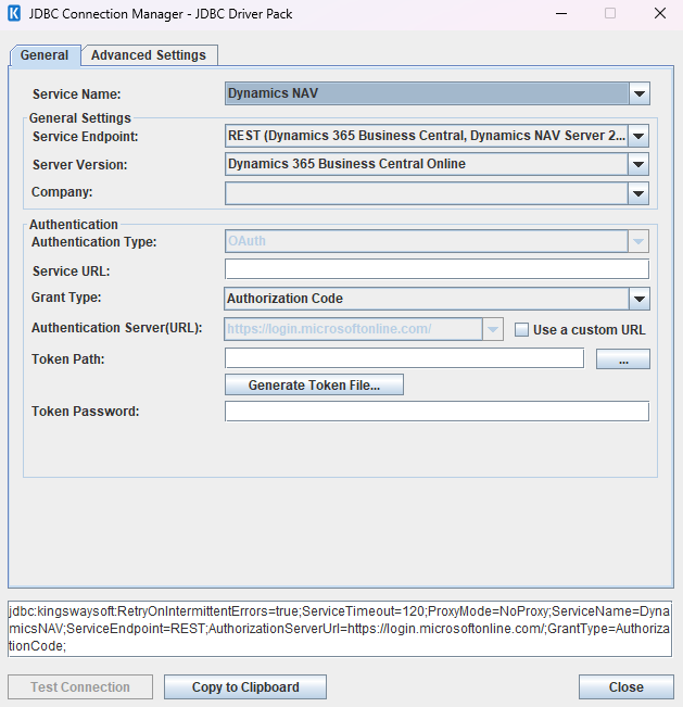 Click to enlarge Dynamics NAV/BC JDBC Driver Pack Connection Manager