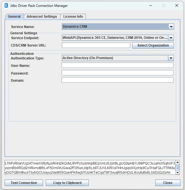 Click to enlarge Dynamics CE/CRM JDBC Driver Pack Connection Manager